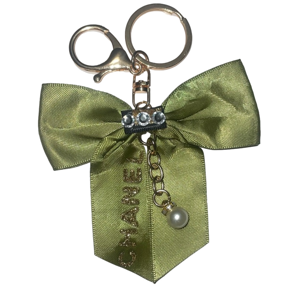 Olive Green Bow Keychain
